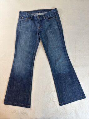 Seven7 Women’s Low Rise Flare Stretch Jeans Size 32 Blue Y2K ITEM2664